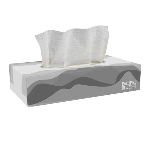 Pacific Blue Basic™ White Facial Tissue, Flat Box