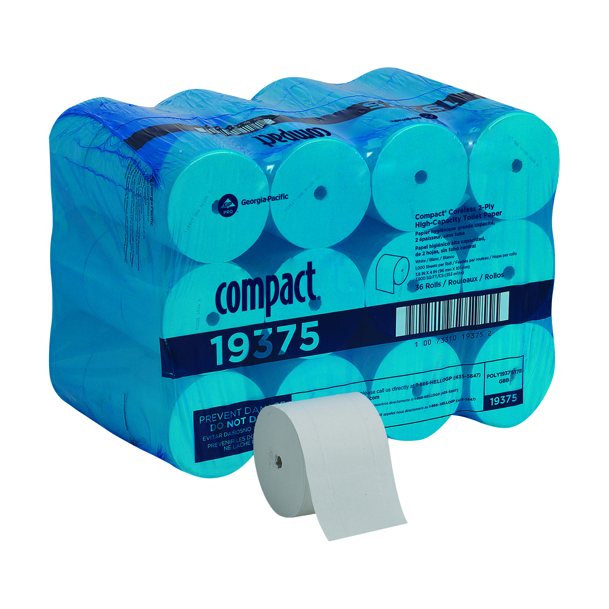 Compact® White Coreless 2-Ply Toilet Paper-36/1000s