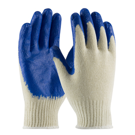 Blue Smooth Latex Palm And Finger Coated Work Gloves With Cotton/Polyester Liner And Knit Wrist-Large